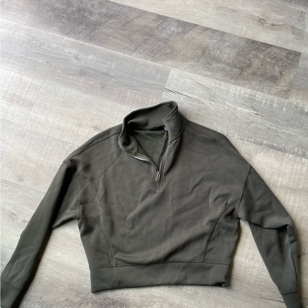 Women’s  Olive Green Quarter Zip Pullover.